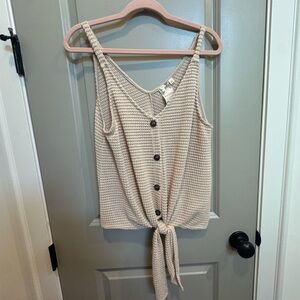 Boutique Waffle-knit Top with Tie
